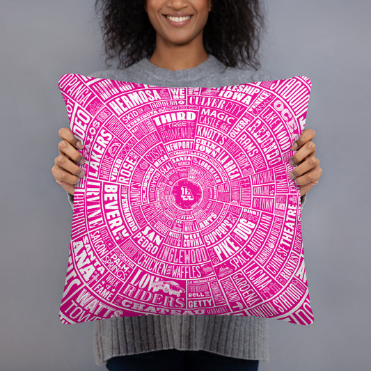 Los Angeles Type Wheel - Pillow - Pink Front & Black Back