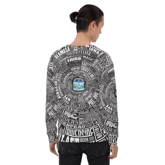 Los Angeles Type Wheel All Over Sweater - BLACK