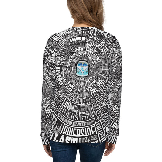 Los Angeles Type Wheel All Over Sweater - Womens - BLACK