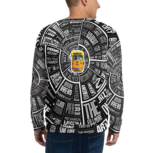 San Francisco Type Wheel All Over Sweater - BLACK