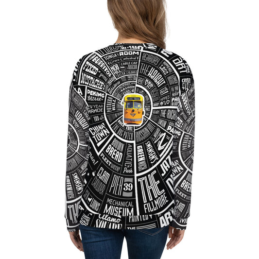 San Francisco Type Wheel All Over Sweater - Womens - BLACK