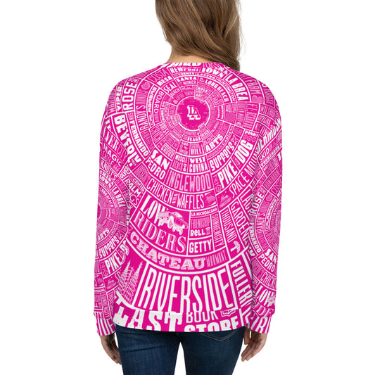 Los Angeles Type Wheel - Pink - All Over Sweater - Womens