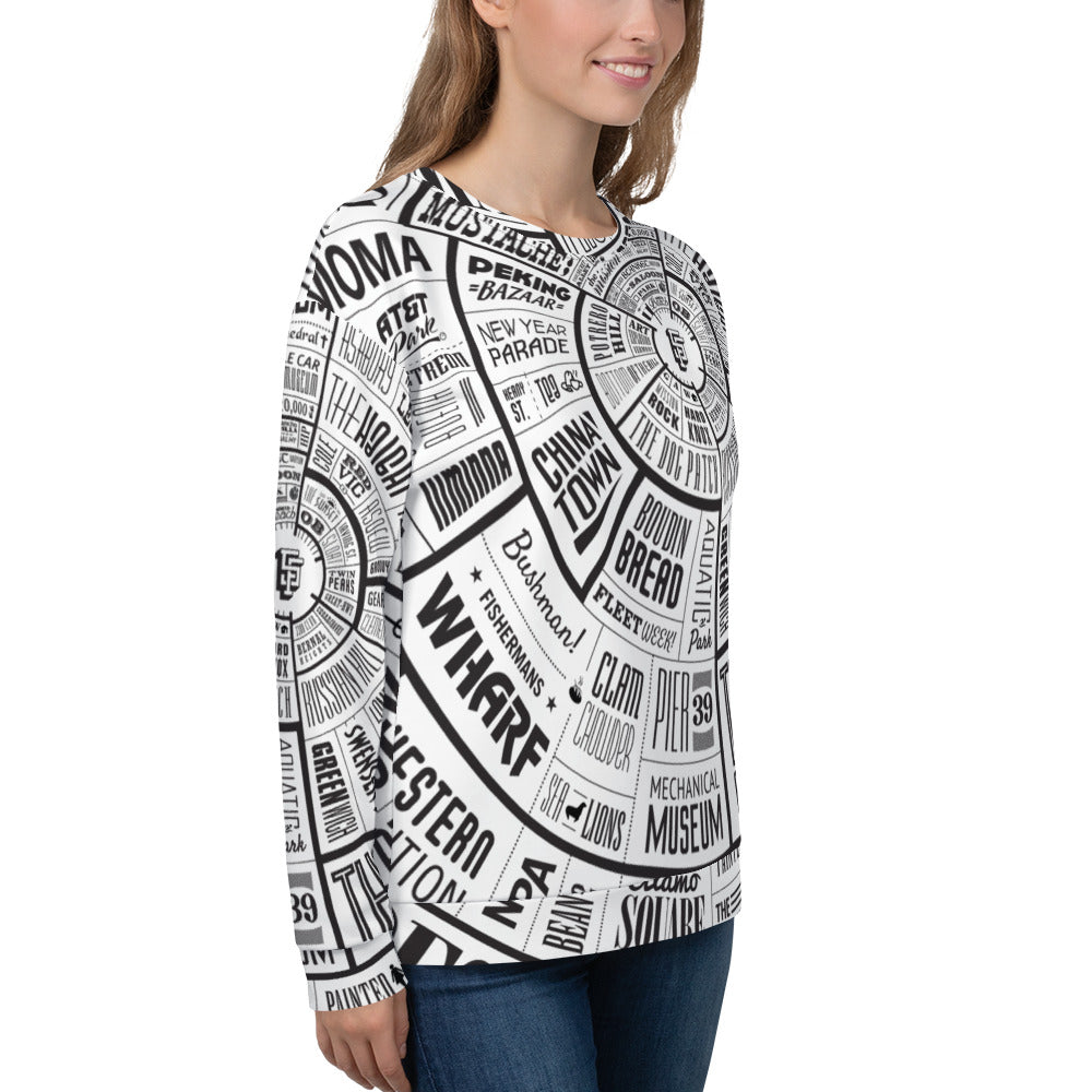 San Francisco Type Wheel All Over Sweater - Womens