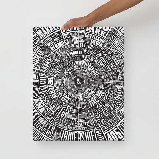 Los Angeles Type Wheel Canvas - Black Bkg