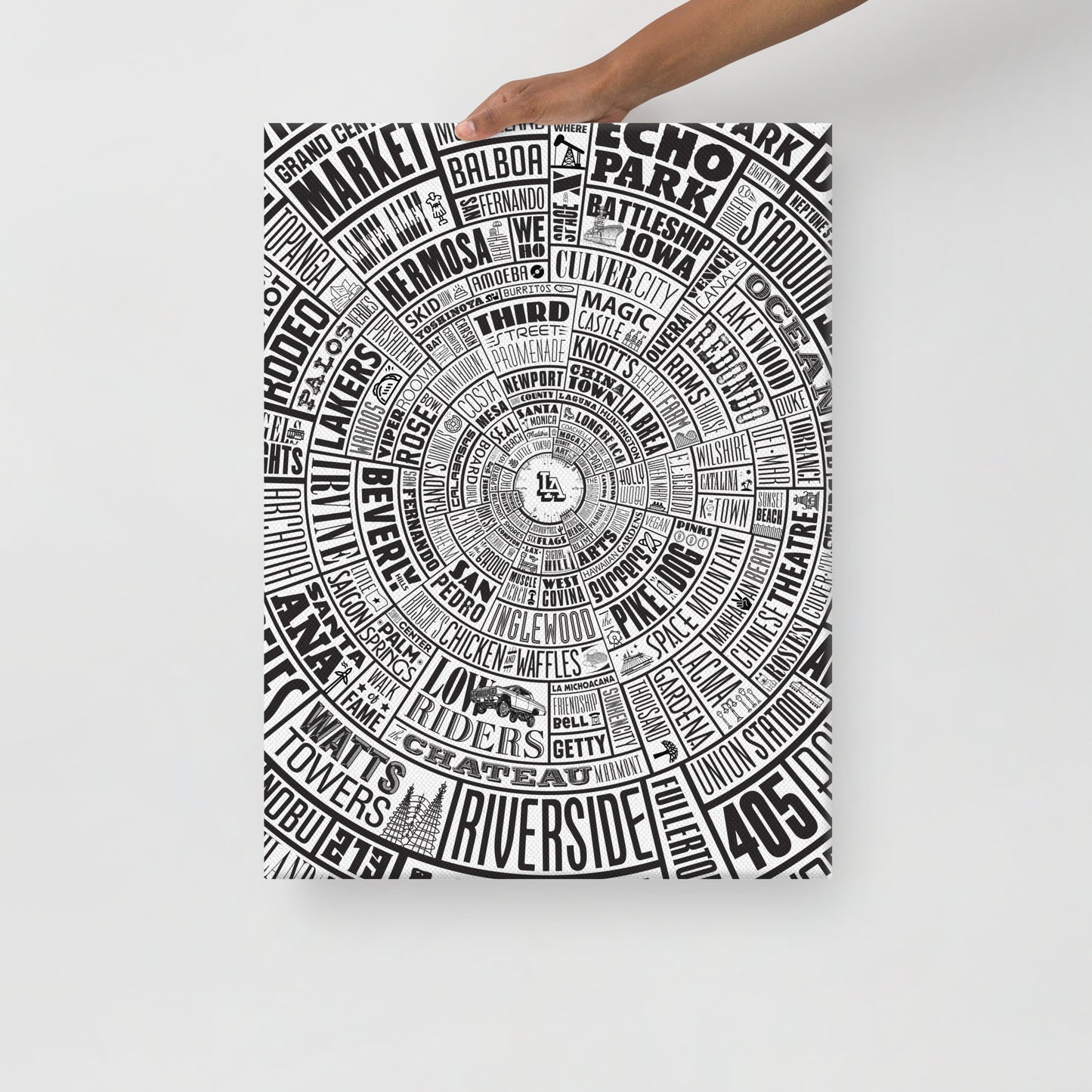 Los Angeles Type Wheel Canvas