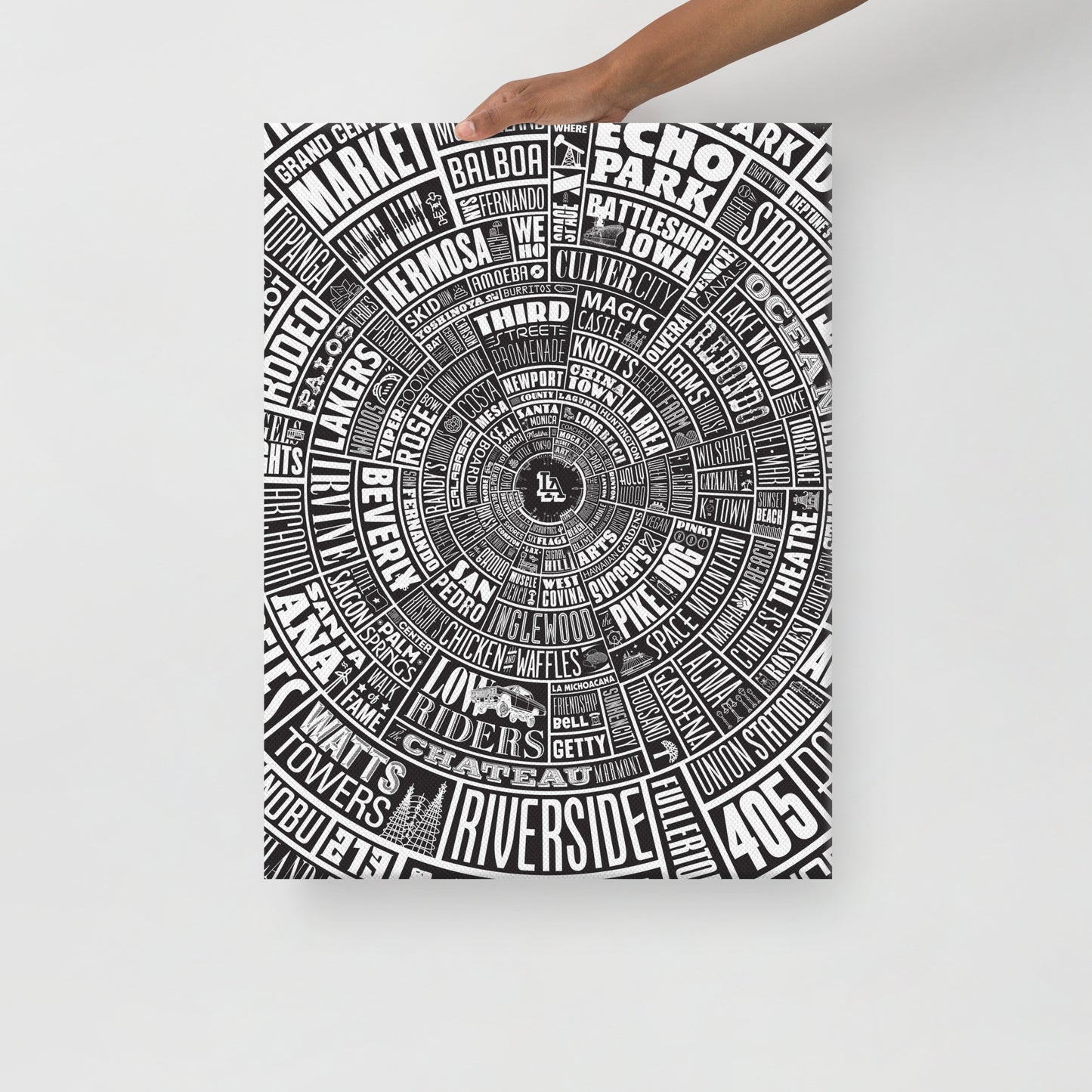 Los Angeles Type Wheel Canvas - Black Bkg