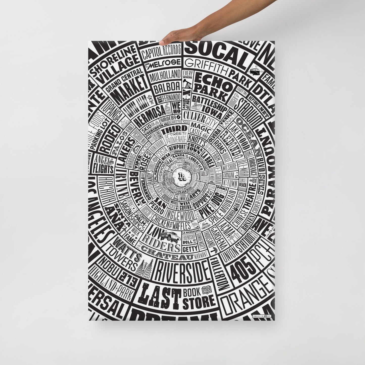 Los Angeles Type Wheel Canvas