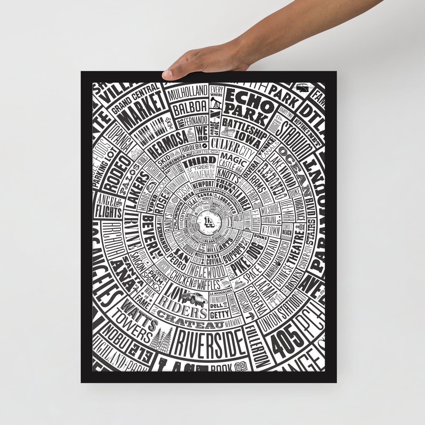 Los Angeles Type Wheel Framed Poster