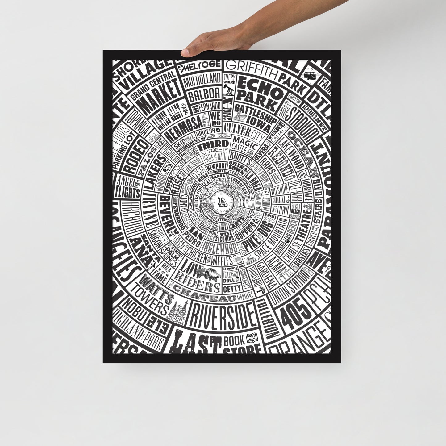 Los Angeles Type Wheel Framed Poster