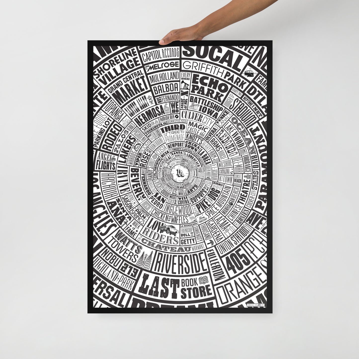 Los Angeles Type Wheel Framed Poster