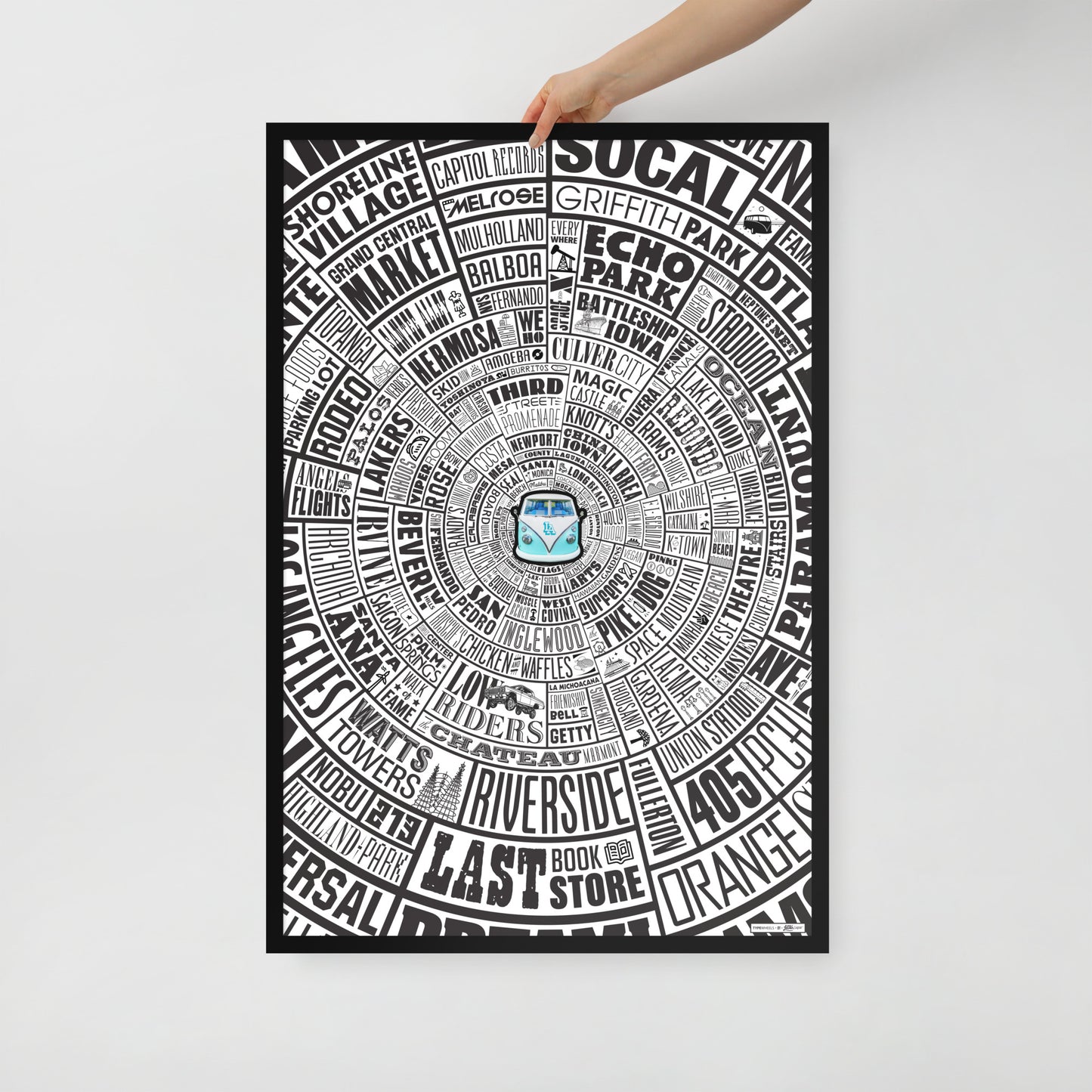 Los Angeles Type Wheel Framed Print