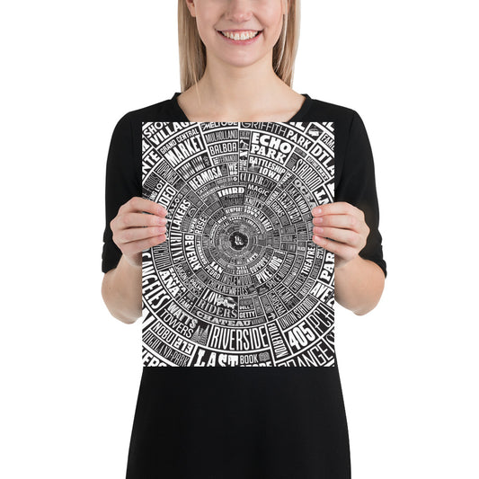 Los Angeles Type Wheel Poster - Black bkg