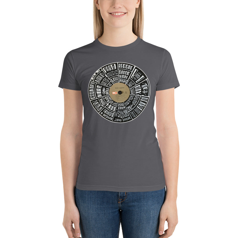 Hand Lettered music genres on Random Country music record - Women's T-shirt