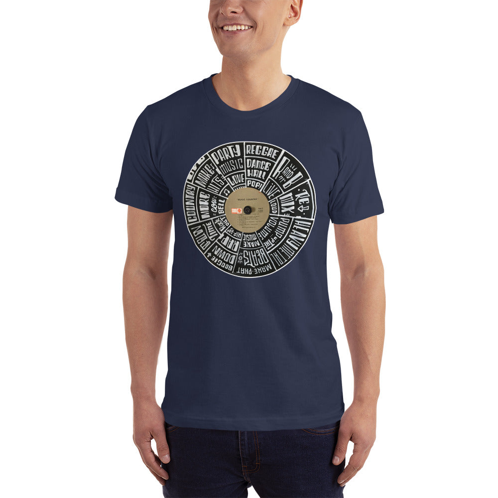 Hand Lettered music genres on Random Country music record - Men's T-shirt