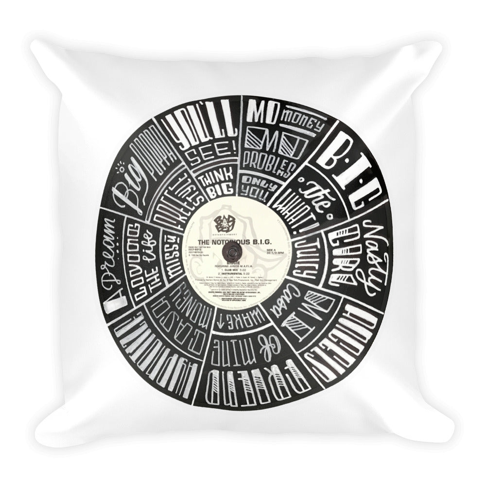 Notorious BIG record - WHITE Pillow