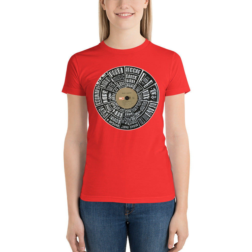 Hand Lettered music genres on Random Country music record - Women's T-shirt