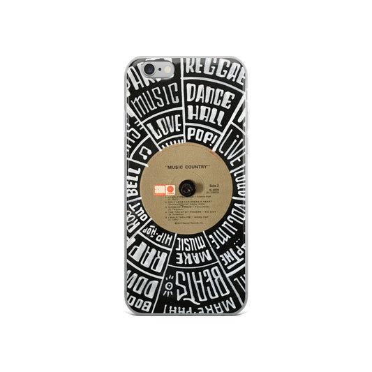 Hand Lettered music genres on Random Country music record - Iphone case - All sizes