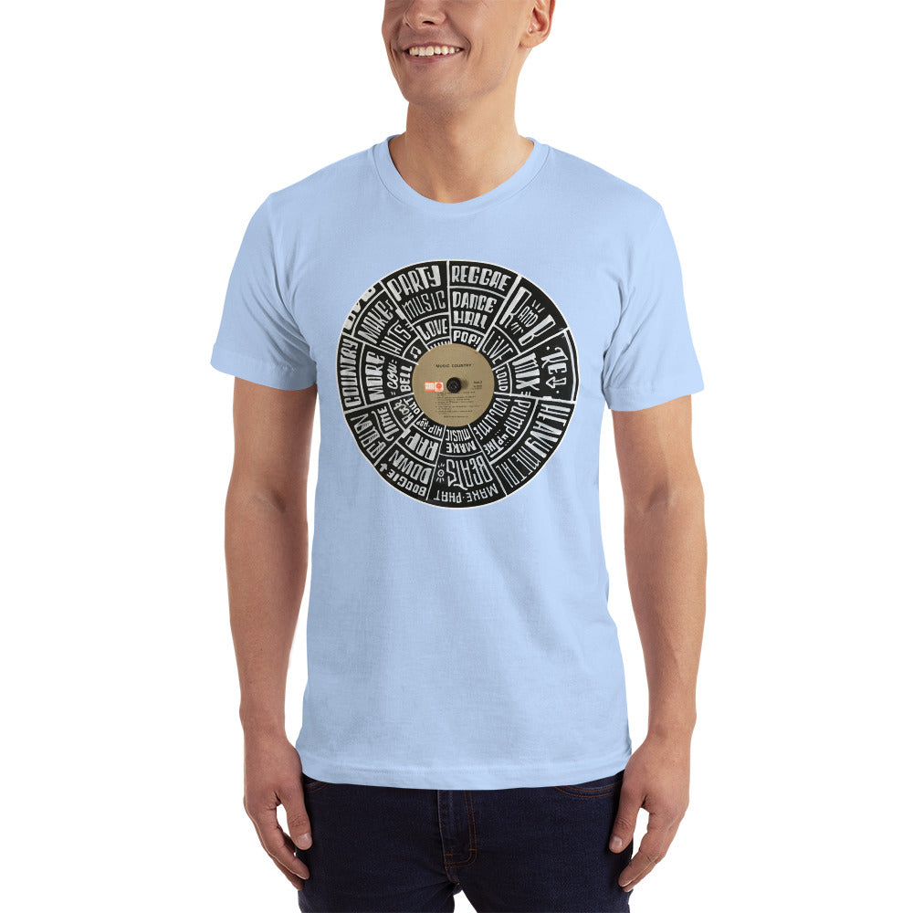 Hand Lettered music genres on Random Country music record - Men's T-shirt