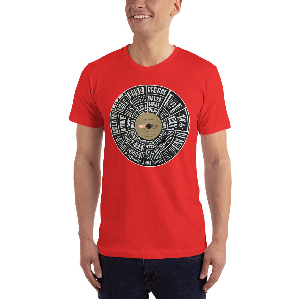 Hand Lettered music genres on Random Country music record - Men's T-shirt