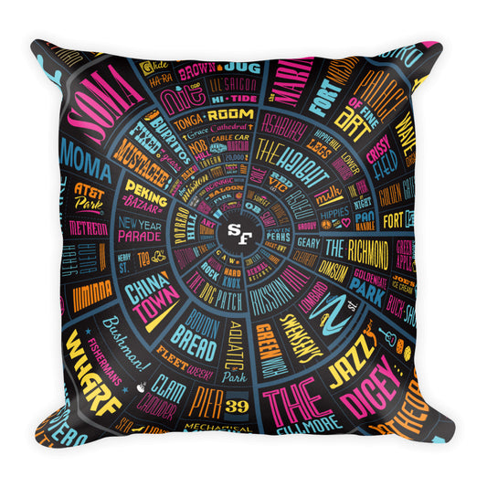 San Francisco Type Wheel - Square Pillow