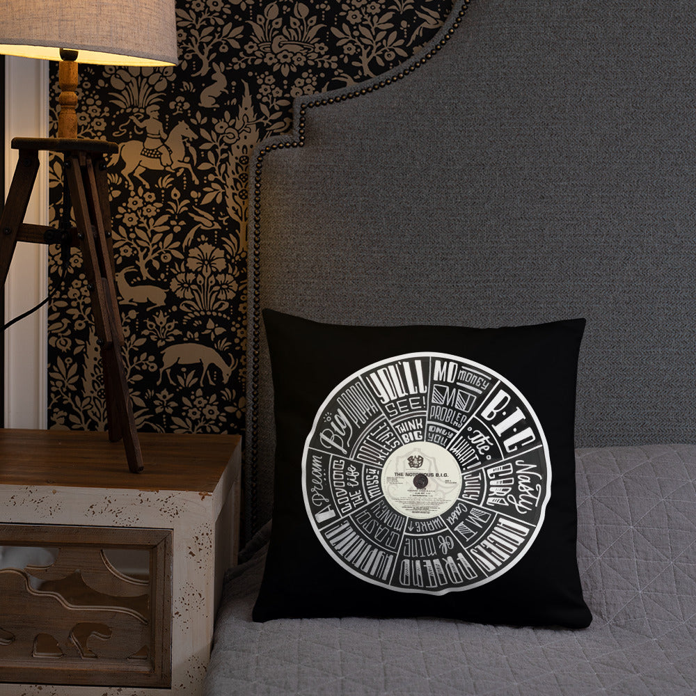 Notorious BIG Record Art - BLACK Pillow