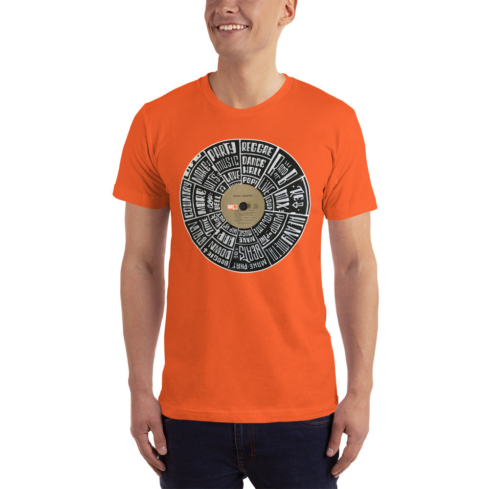 Hand Lettered music genres on Random Country music record - Men's T-shirt