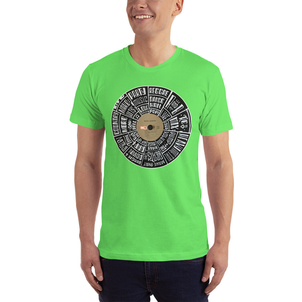 Hand Lettered music genres on Random Country music record - Men's T-shirt