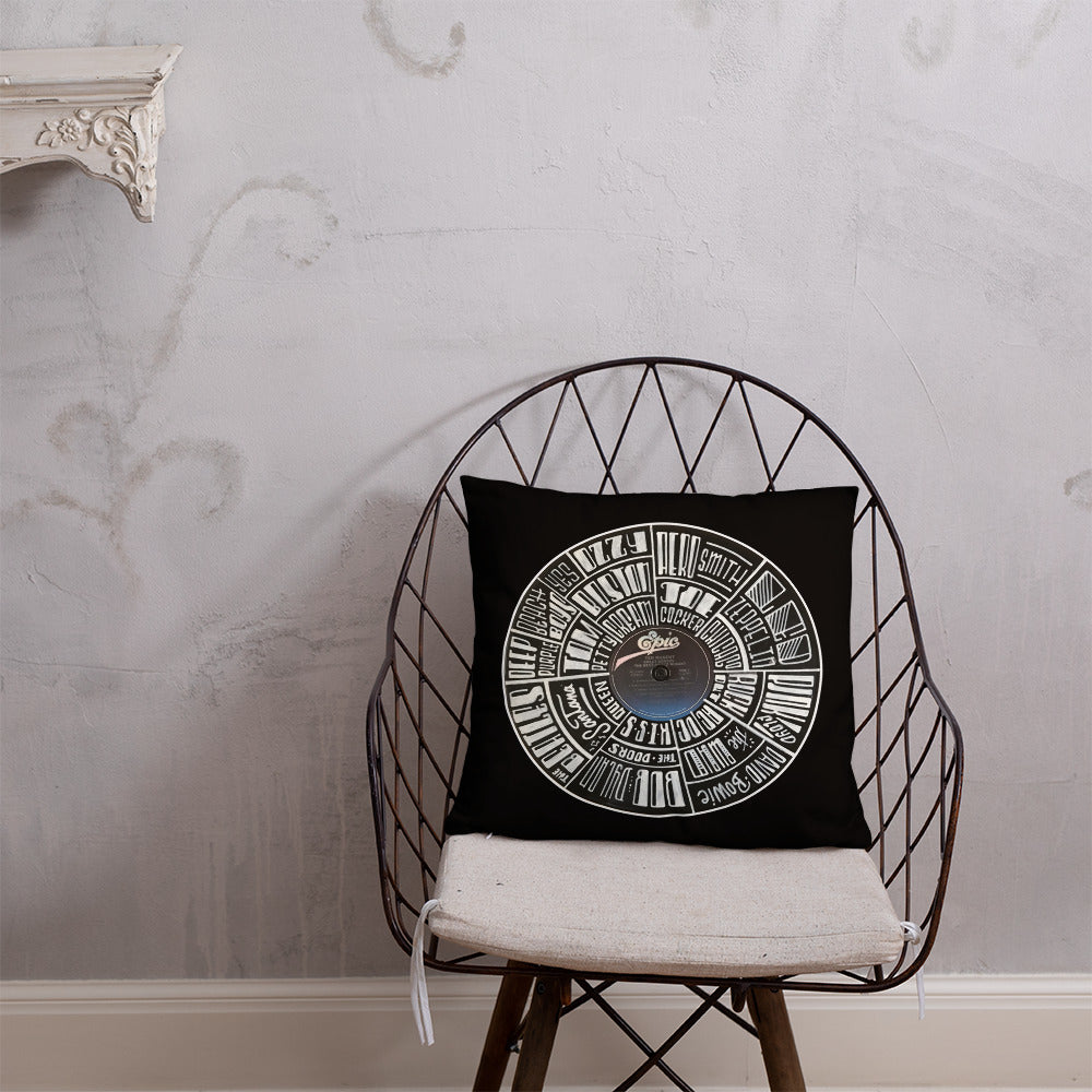 Classic Rock bands Hand Lettered on a Ted Nugent Record - Pillows