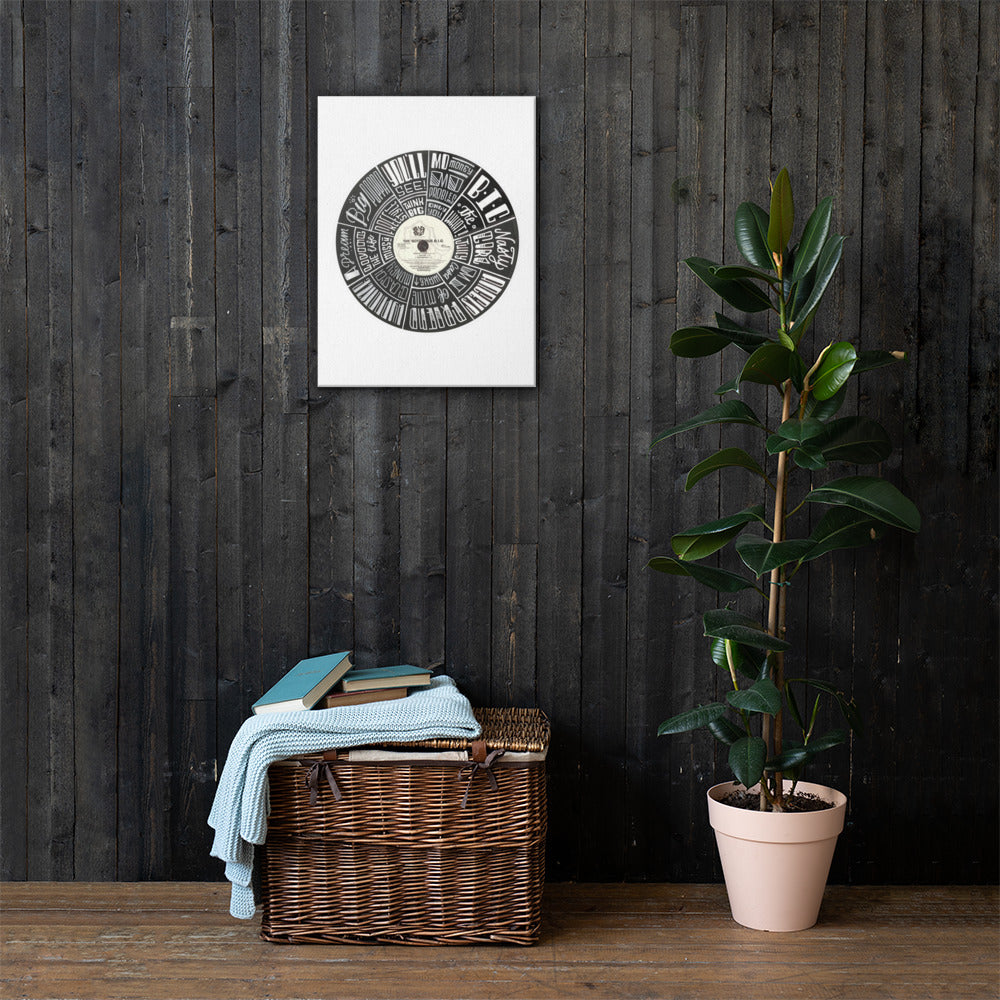 Notorious BIG Record Art - WHITE Canvas - Wall Art