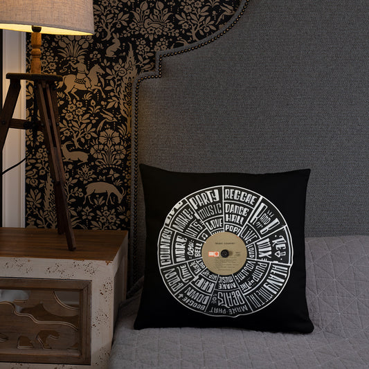 Hand Lettered music genres on Random Country music record - BLACK Pillow