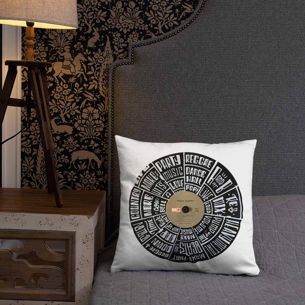 Hand Lettered music genres on Random Country music record - Pillow