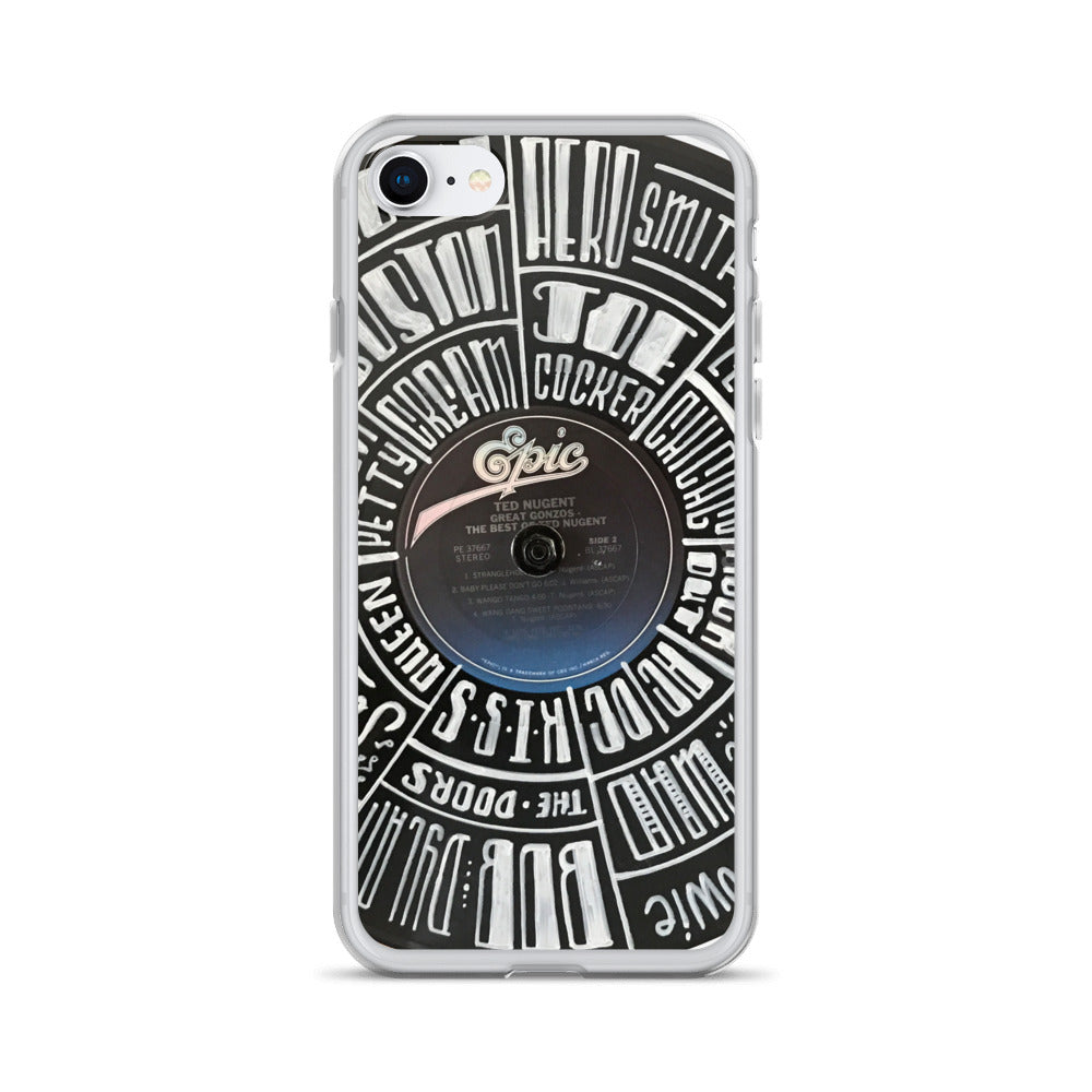 Hand lettered classic rock band on a Ted Nugent Record Iphone case - All sizes