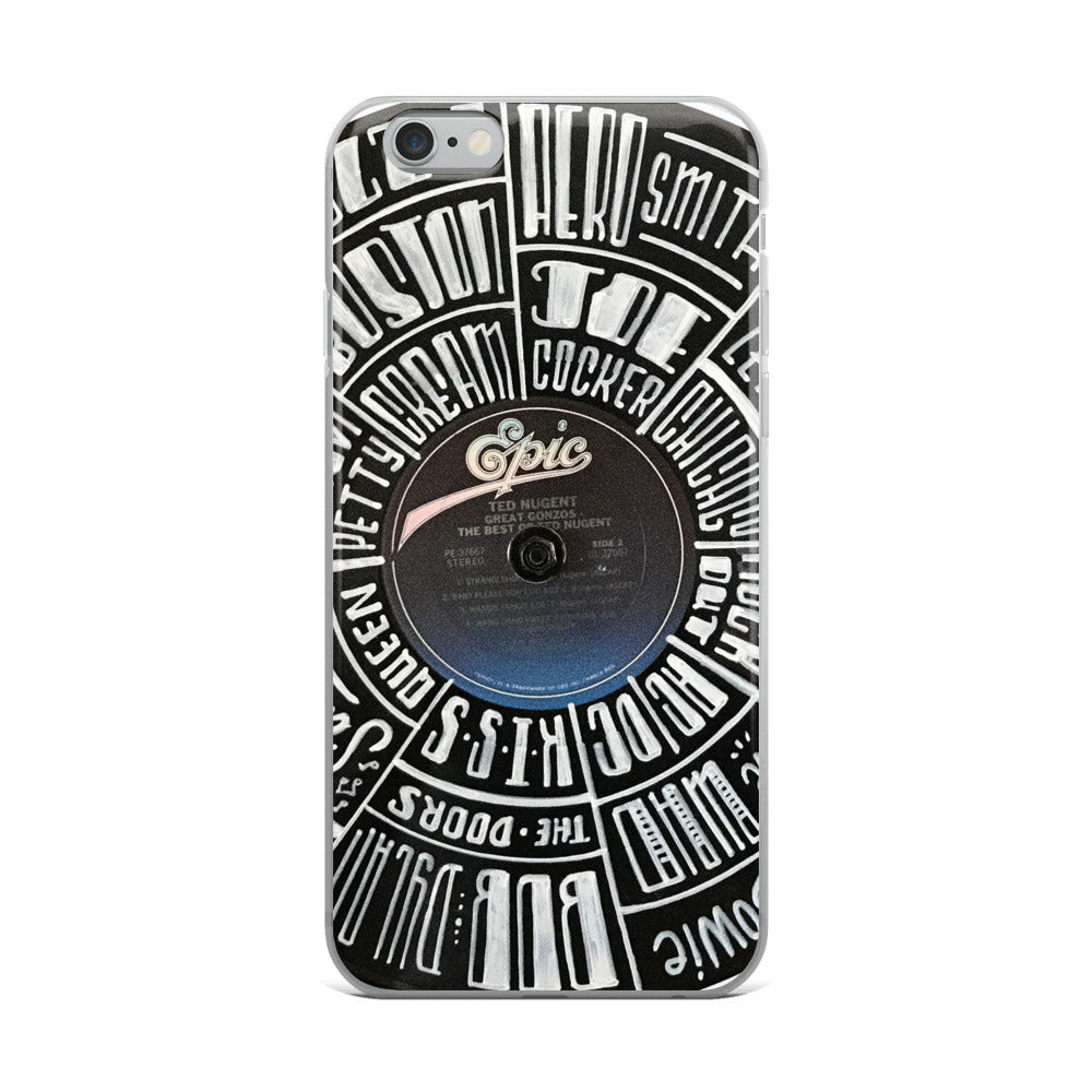 Hand lettered classic rock band on a Ted Nugent Record Iphone case - All sizes
