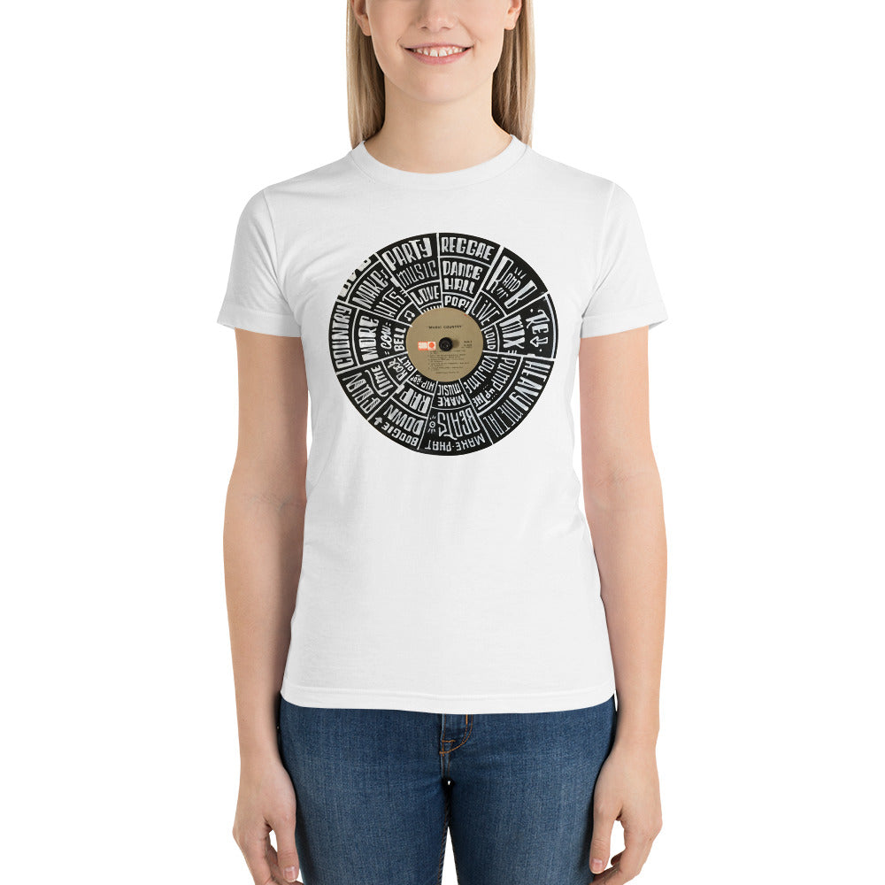 Hand Lettered music genres on Random Country music record - Women's T-shirt