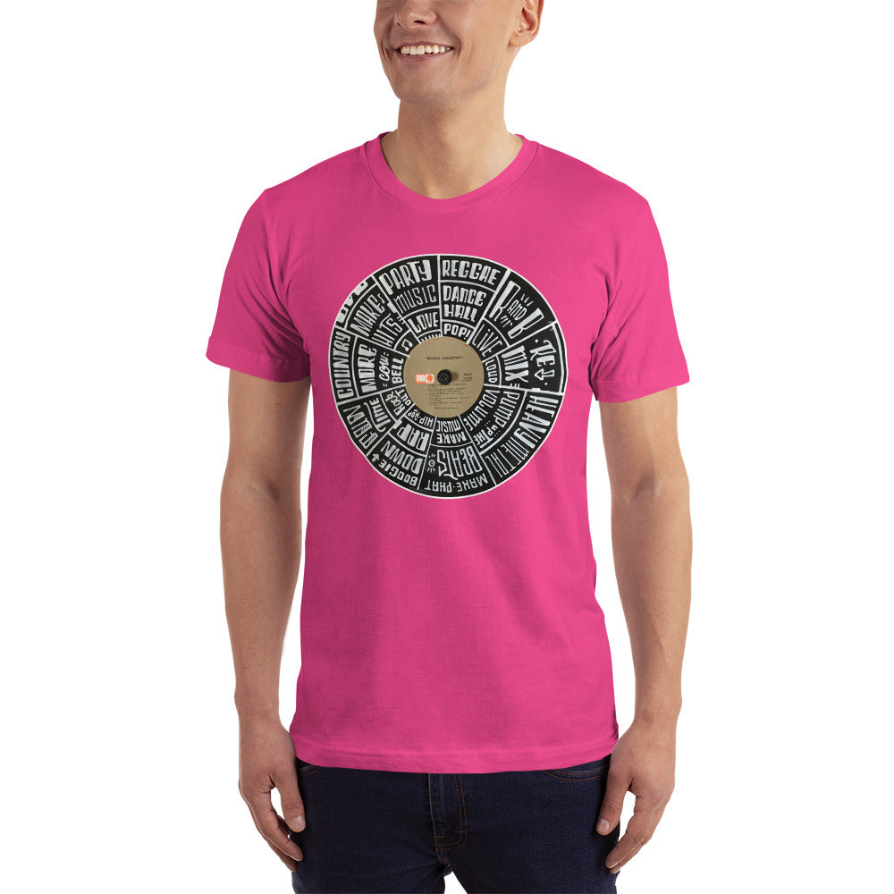 Hand Lettered music genres on Random Country music record - Men's T-shirt