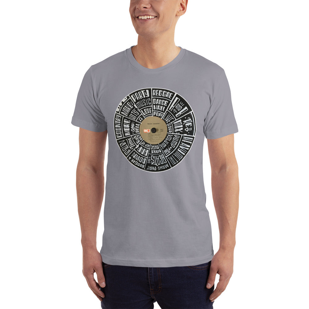 Hand Lettered music genres on Random Country music record - Men's T-shirt