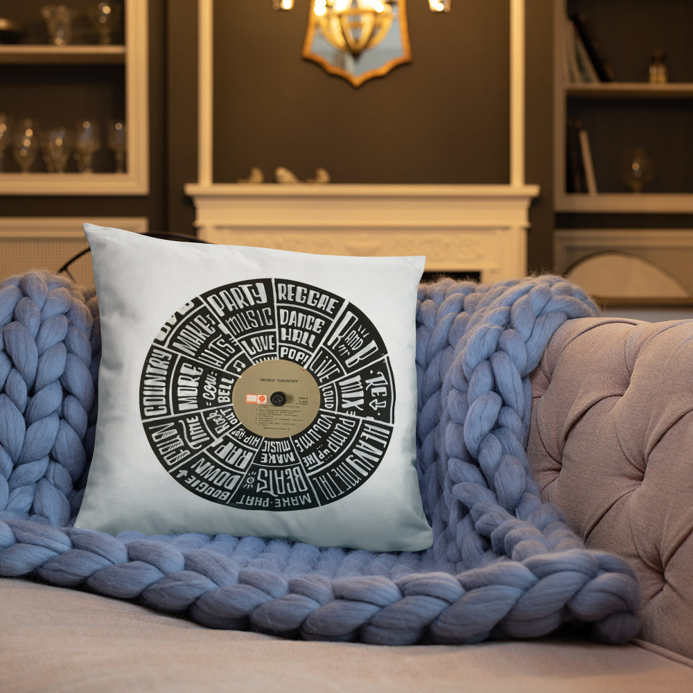 Hand Lettered music genres on Random Country music record - Pillow