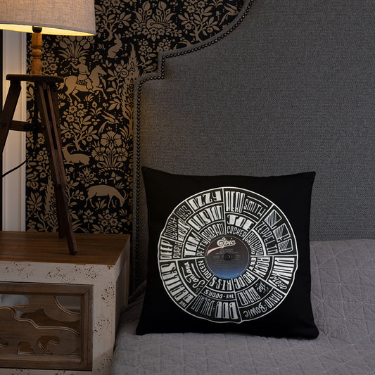 Classic Rock bands Hand Lettered on a Ted Nugent Record - Pillows