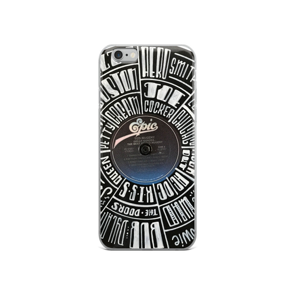 Hand lettered classic rock band on a Ted Nugent Record Iphone case - All sizes