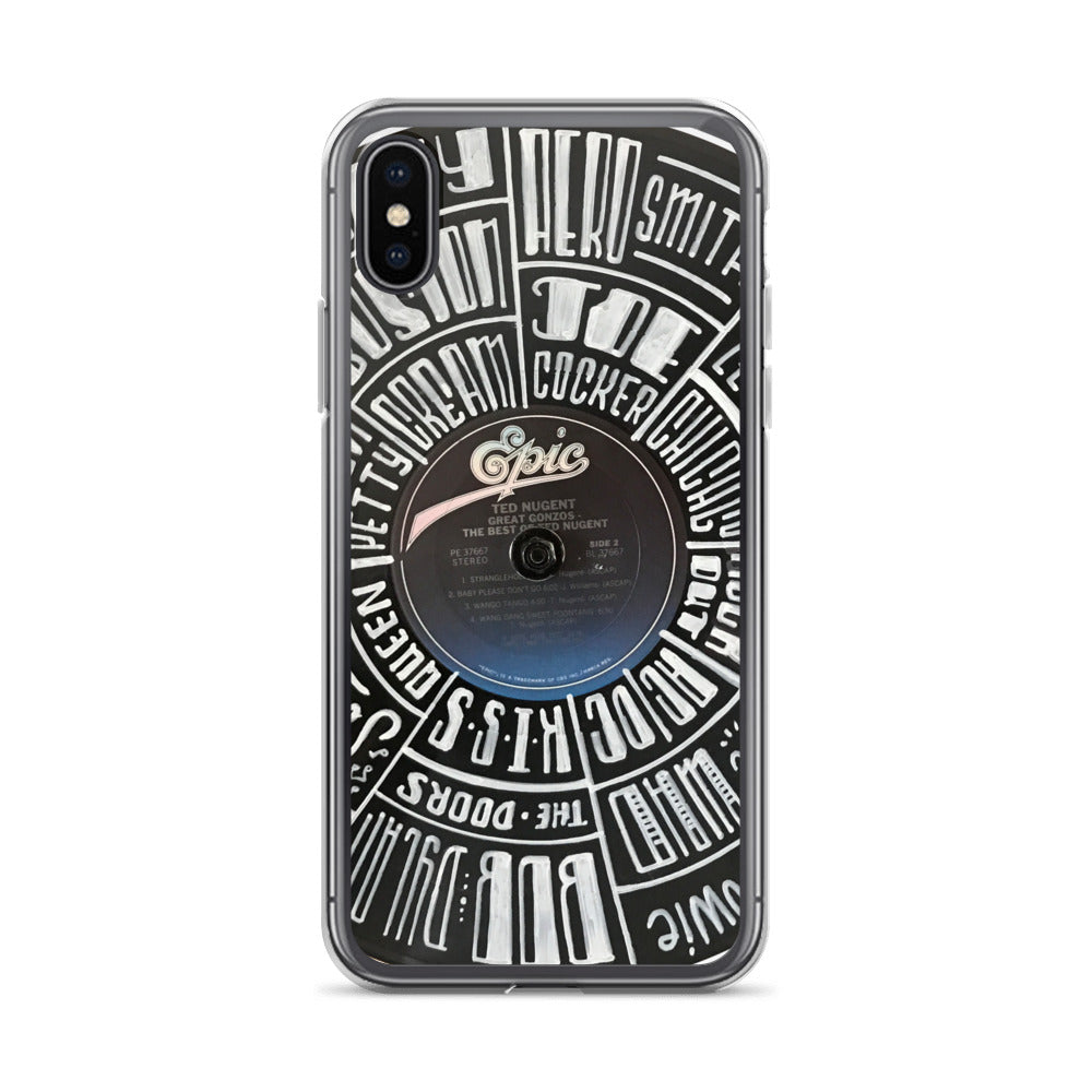 Hand lettered classic rock band on a Ted Nugent Record Iphone case - All sizes