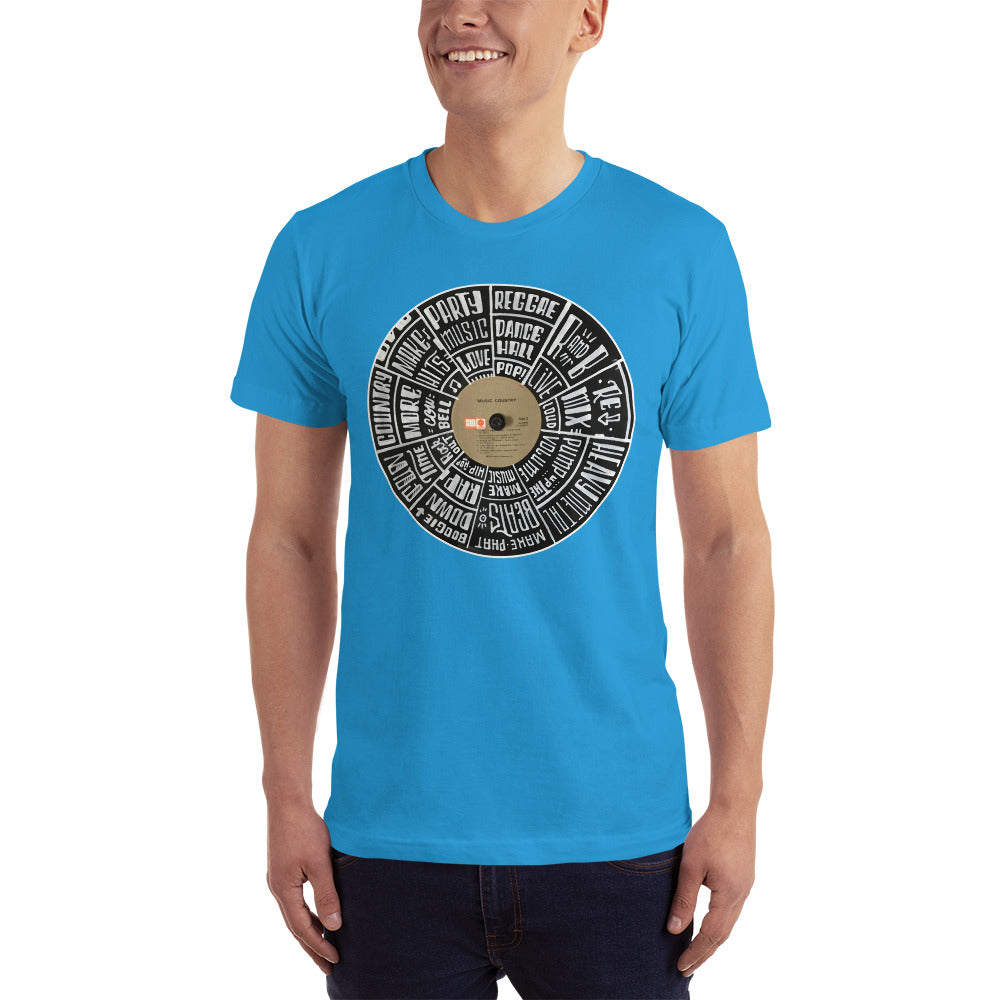 Hand Lettered music genres on Random Country music record - Men's T-shirt