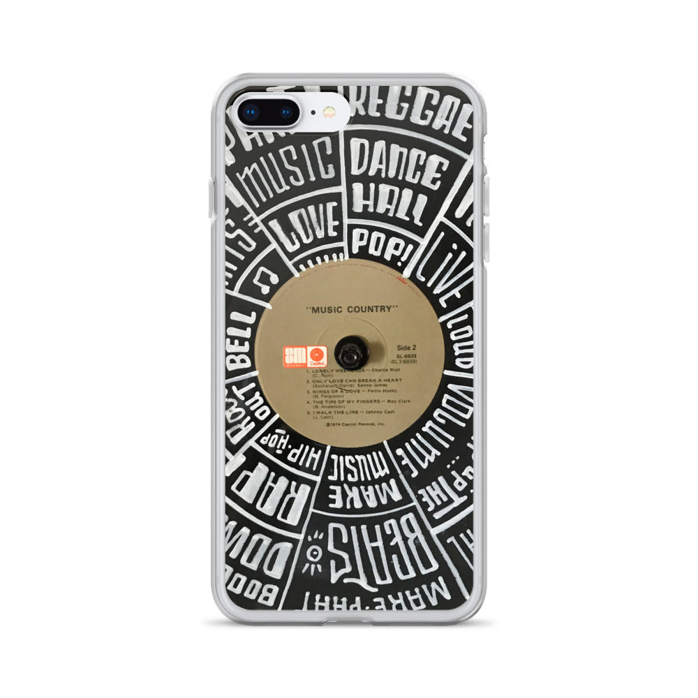 Hand Lettered music genres on Random Country music record - Iphone case - All sizes