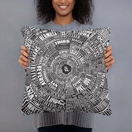 Los Angeles Type Wheel Pillow - Black Bkg