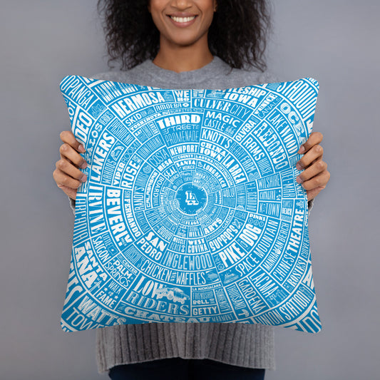 Los Angele Type Wheel - Blue font & Black Back - Pillow