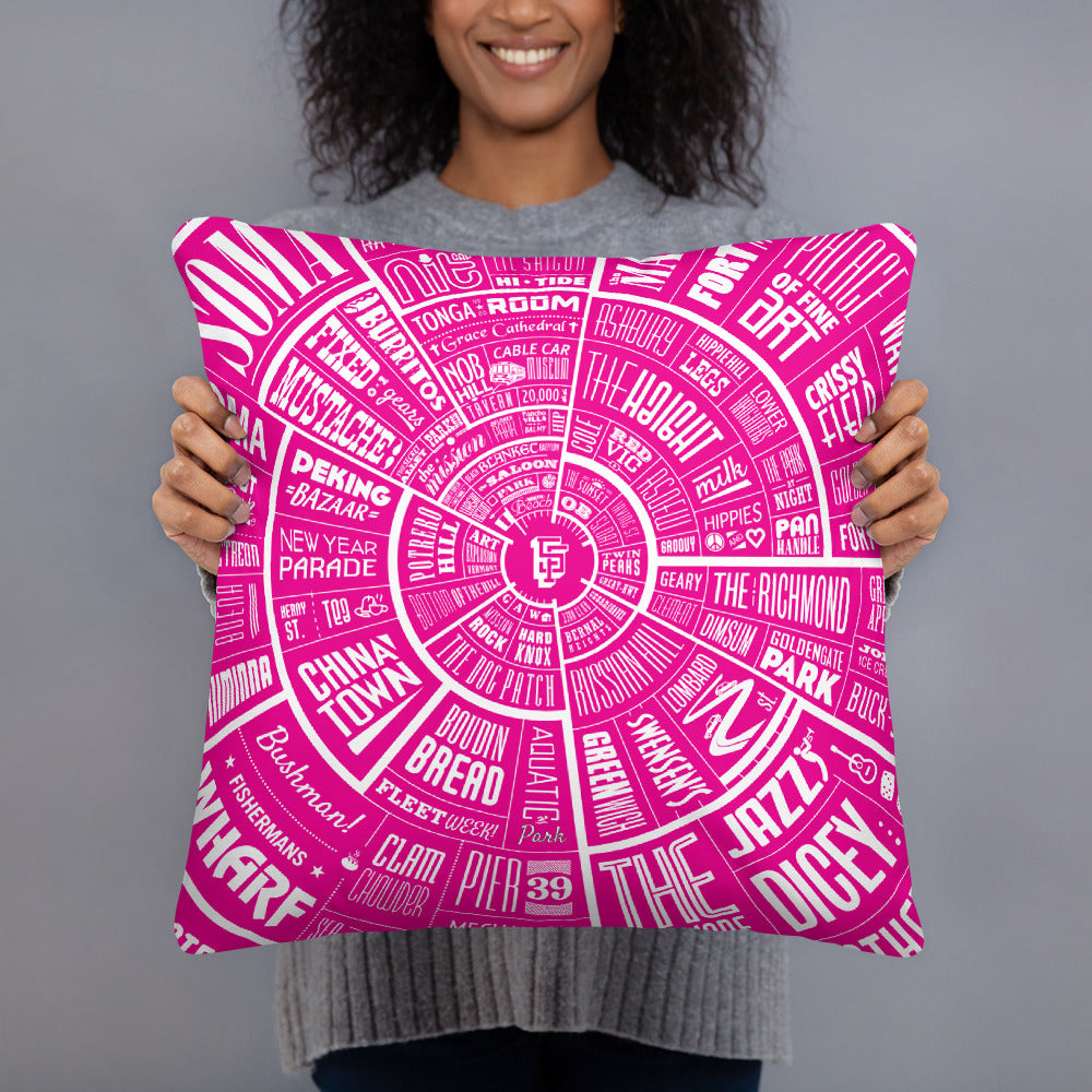 San Francisco Type Wheel - Pink front & black back – Pillow
