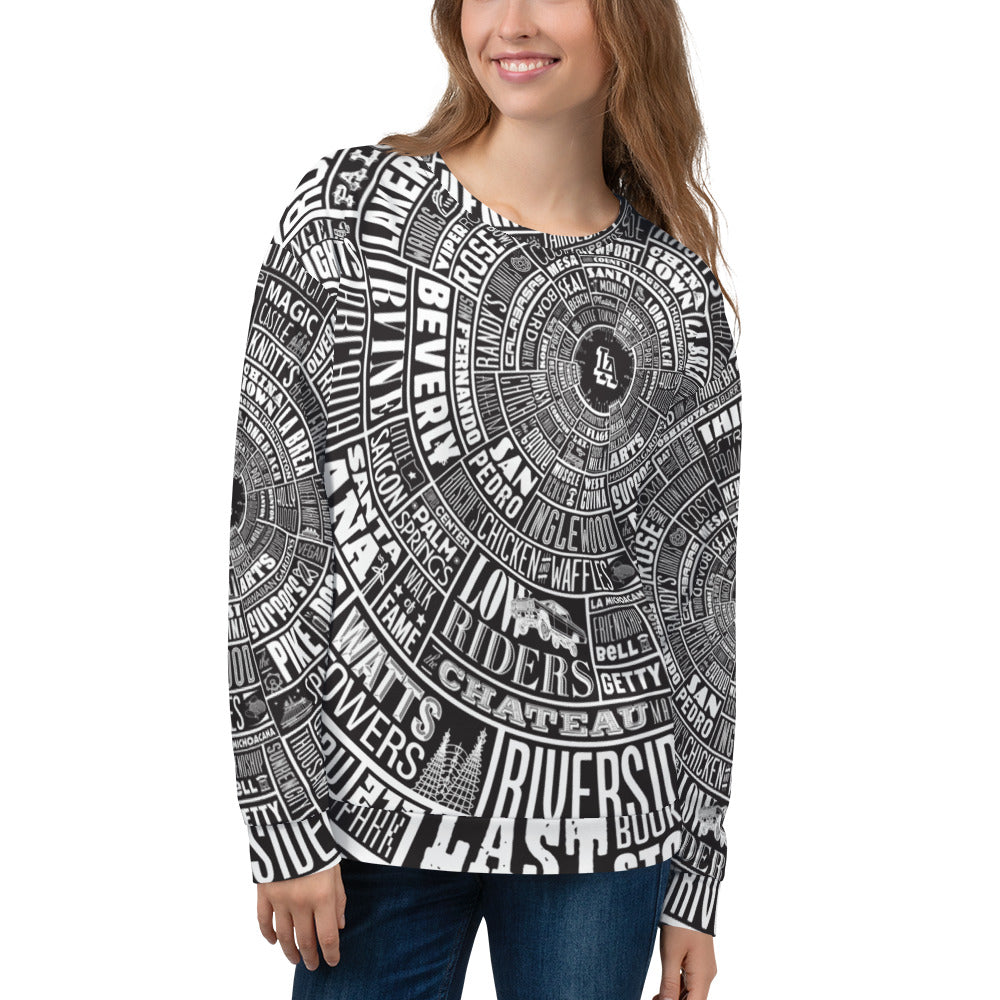 Los Angeles Type Wheel All Over Sweater - Womens - BLACK