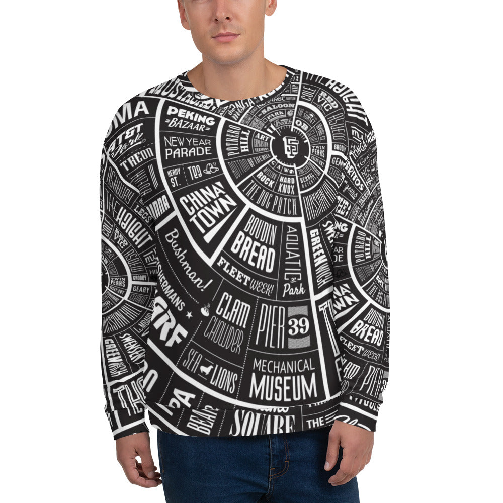 San Francisco Type Wheel All Over Sweater - BLACK