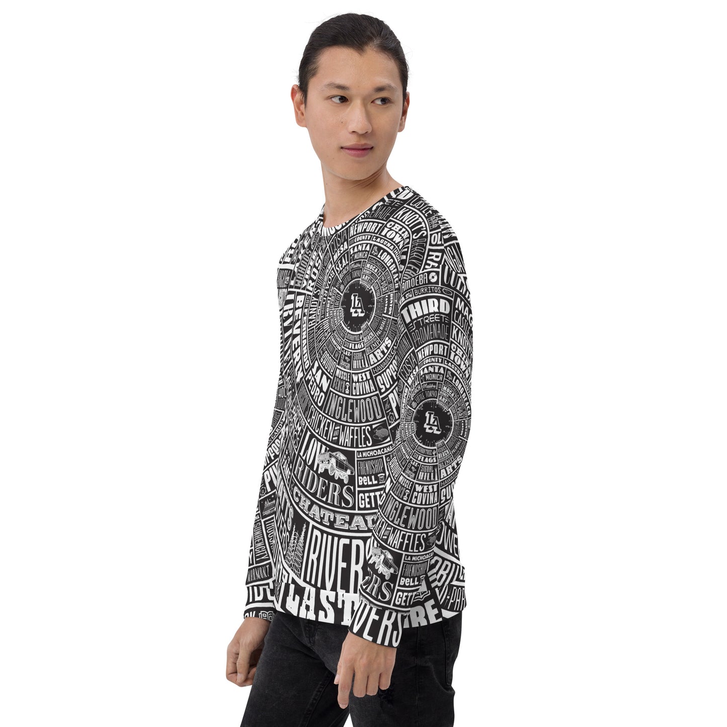 Los Angeles Type Wheel All Over Sweater - BLACK