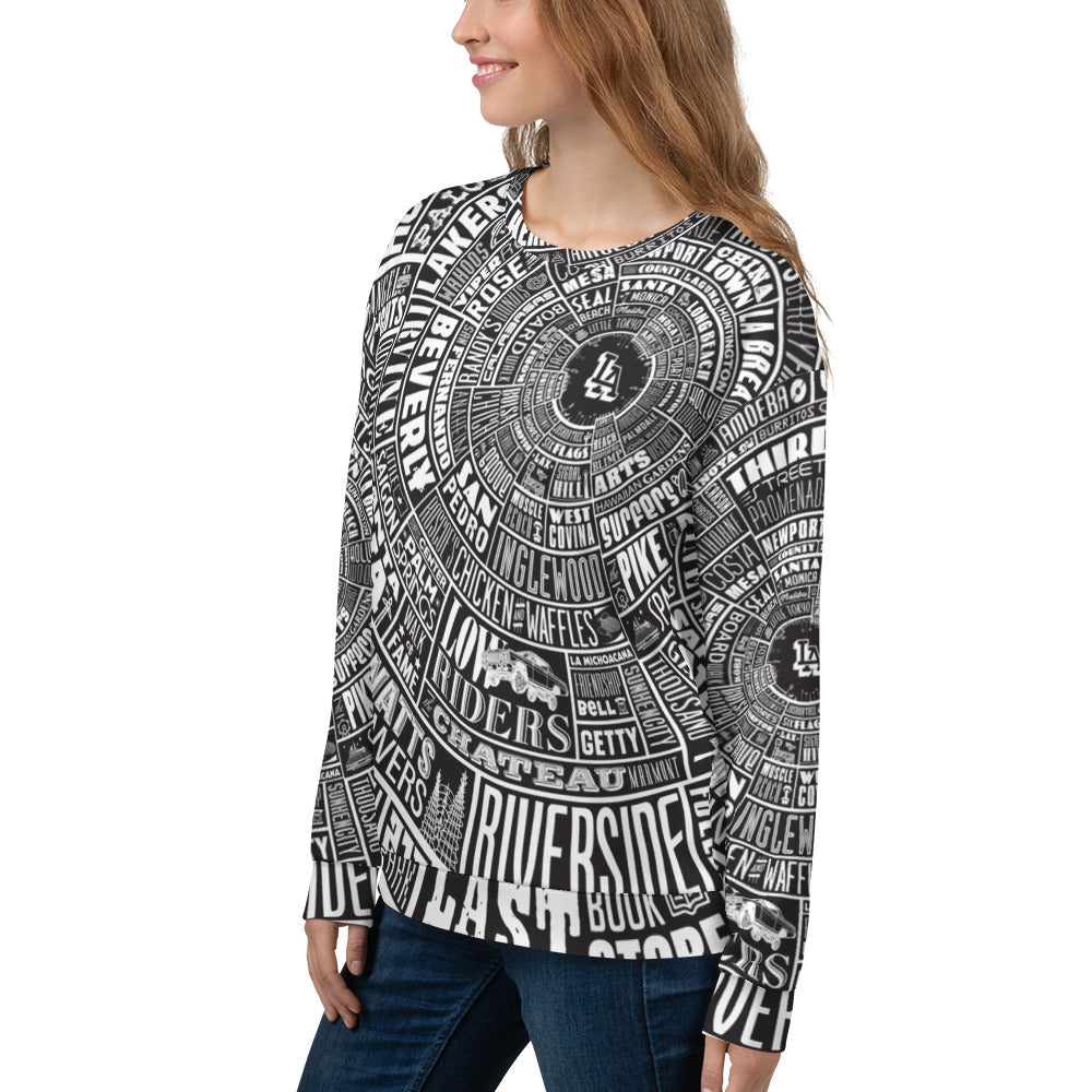 Los Angeles Type Wheel All Over Sweater - Womens - BLACK