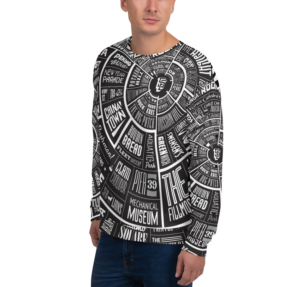 San Francisco Type Wheel All Over Sweater - BLACK